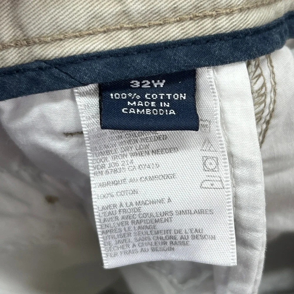 Nautica Chino Shorts Mens 32W Khaki Flat Front Cotton Casual Preppy Classic